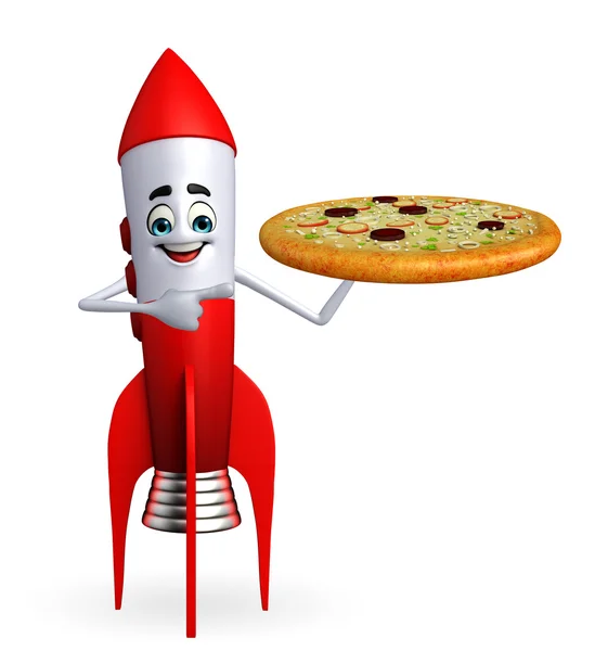 Personaje cohete con pizza —  Fotos de Stock