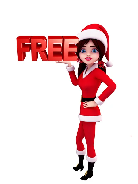 Santa Girl Character with free sign — Stock Photo, Image