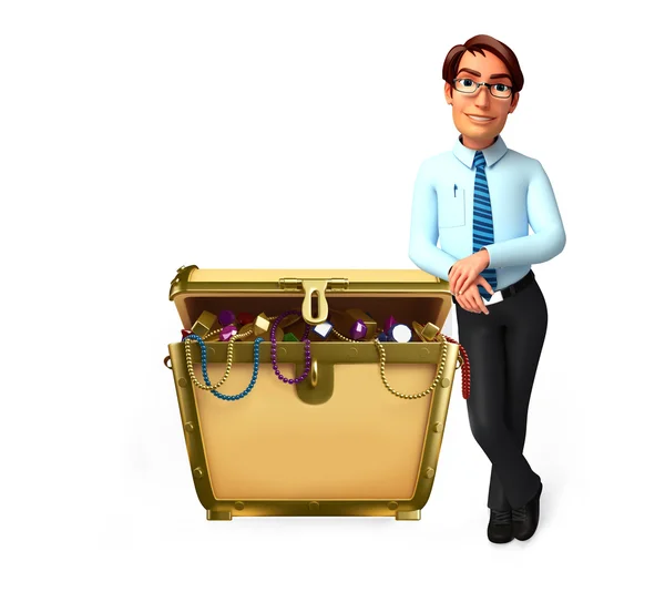 Young Service Man with treasure box — Stock Photo, Image