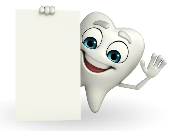 Teeth character with sign — Stock Photo, Image