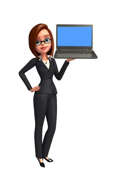 Jong zakenvrouw met laptop — Stockfoto