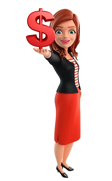 Молода корпоративна дама зі знаком долара — стокове фото