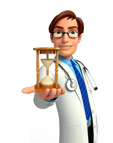 Young Doctor with sand clock — Stock Photo, Image