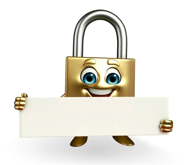 Lock Character with sign — Stock Photo, Image