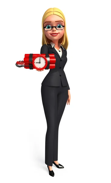 Young Business Woman with bomb — Stock Photo, Image