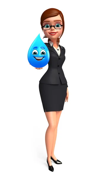 Jovem mulher de negócios com gota de água — Fotografia de Stock