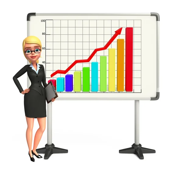 Молодая деловая женщина с бизнес-графиком — стоковое фото
