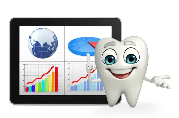 Carácter de los dientes con gráfico de negocios —  Fotos de Stock