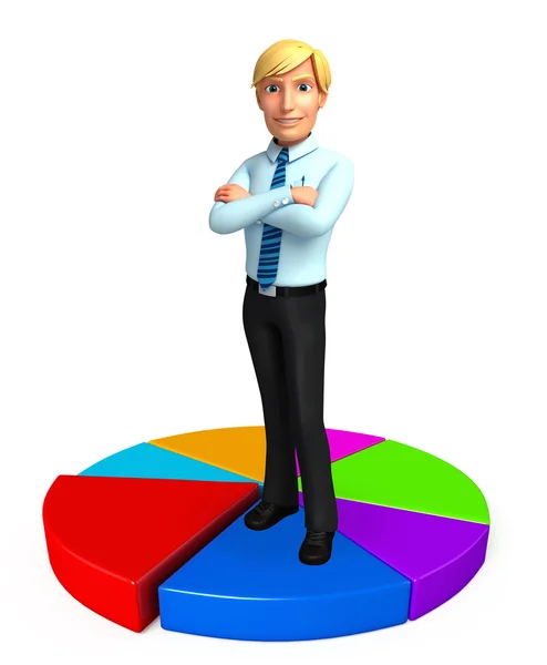 Young Service Man with business graph — Stock Photo, Image