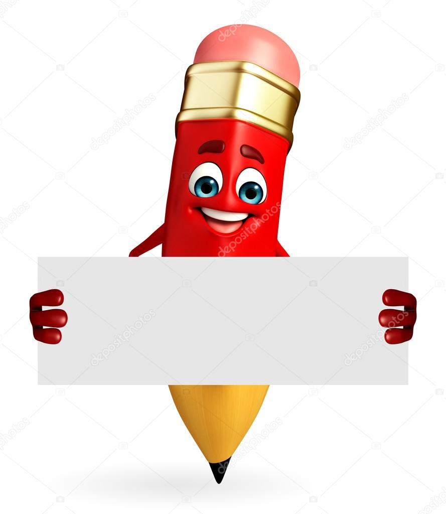 Pencil Character with sign