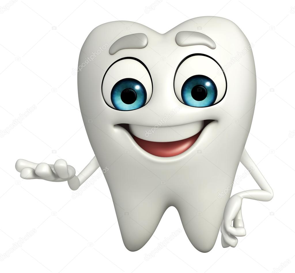Teeth character is holding