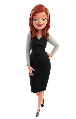 Genç iş kadını ile yürüyor