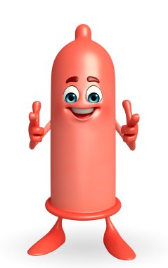 Prezervatif karakteri işaret poz ile