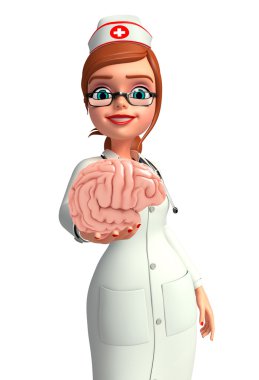 Genç hemşire ile beyin anatomisi