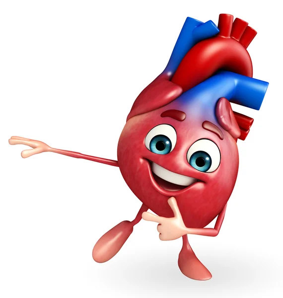 Heart character with pointing pose — Stock Photo, Image