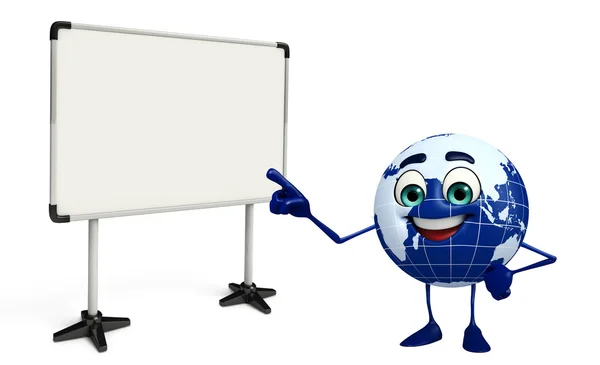 Earth Character with display board — Stock Photo, Image