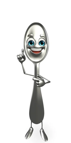 Spoon character is pointing — Stock Photo, Image