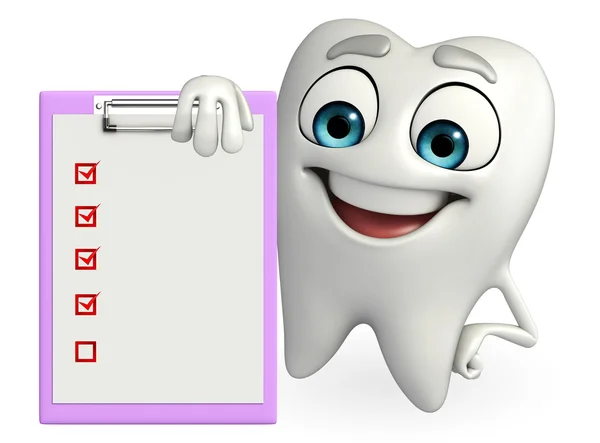 Teeth character with notepad — Stock Photo, Image