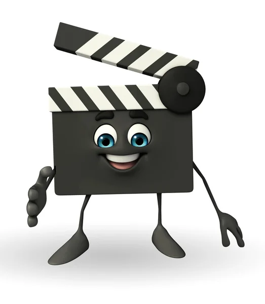 Clapper Board Carattere con mano stretta posa — Foto Stock