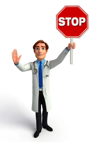 Young Doctor with stop sign — Stock Photo, Image