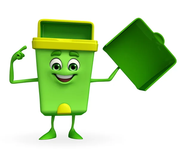 Carattere Dustbin sta puntando — Foto Stock