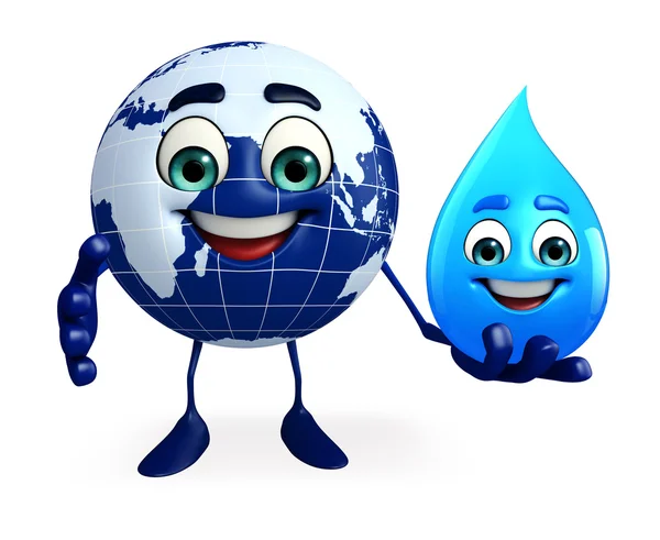 Earth Character with water drop — Stock Photo, Image