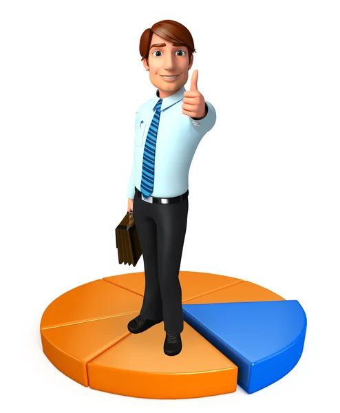 Young Service Man with business graph — Stock Photo, Image