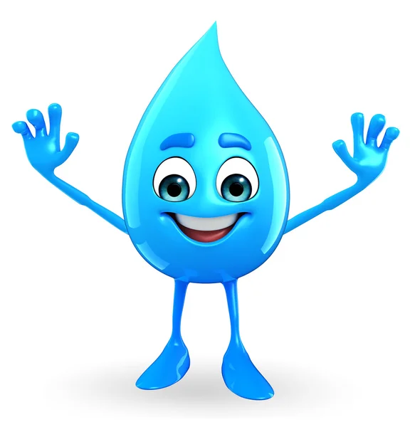 Water Drop Character with happy pose — Stock Photo, Image