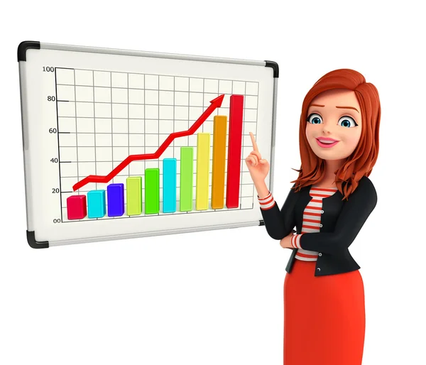 Молодая корпоративная леди с бизнес-графиком — стоковое фото