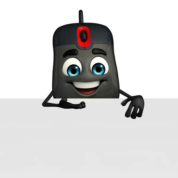 Computer Mouse Character with sign — Zdjęcie stockowe