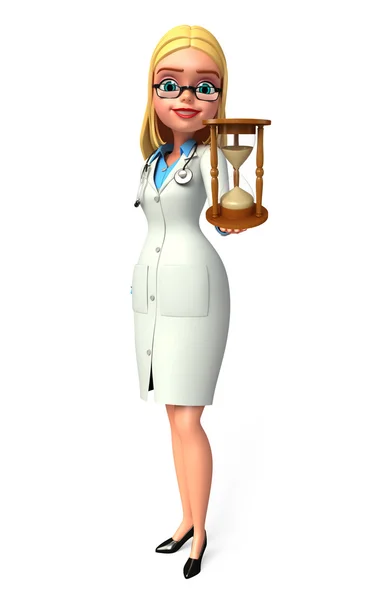 Young Doctor with sand clock — Stock Photo, Image