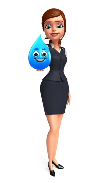 Young office girl with water drop — Stock Photo, Image