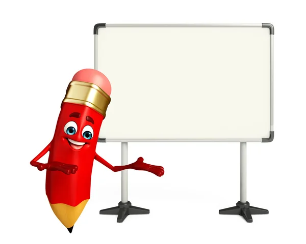 Pencil Character with display board — Stock Photo, Image