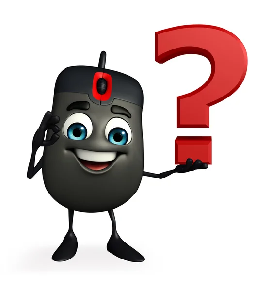 Computer Mouse Character with question mark — Stock Photo, Image
