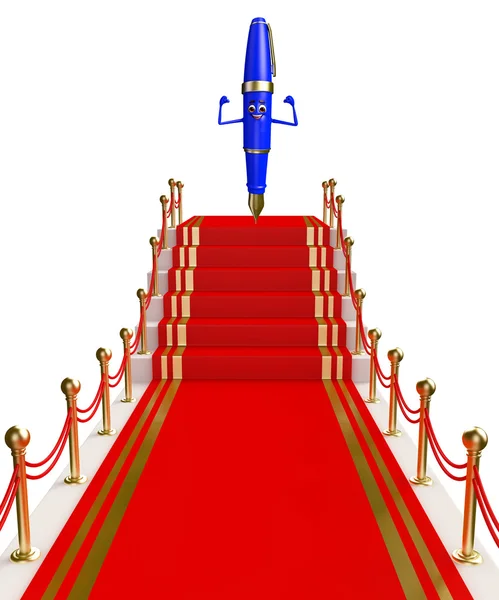 Pen Character with red carpet — Stock Photo, Image
