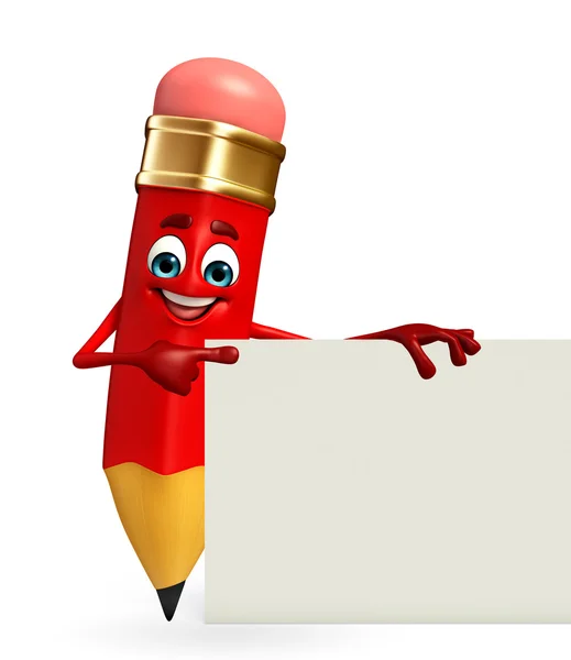 Pencil Character with sign — Stock Photo, Image