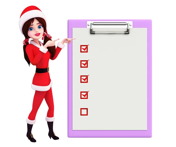 Santa Girl Character with notepad — Stock Photo, Image