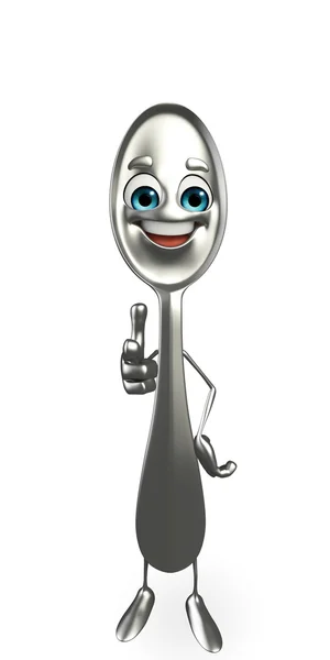 Spoon personagem está apontando — Fotografia de Stock