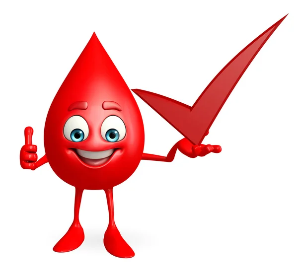 Blood Drop Character with right sign — Stock Photo, Image