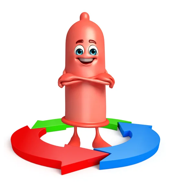 Condom Character with arrow — Stock Photo, Image