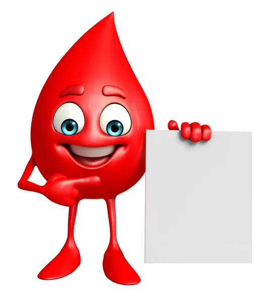 Blood Drop Character with sign — Stock Photo, Image