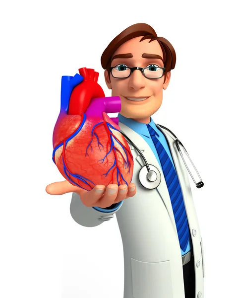 Νέος γιατρός με καρδιά ανατομία — Φωτογραφία Αρχείου