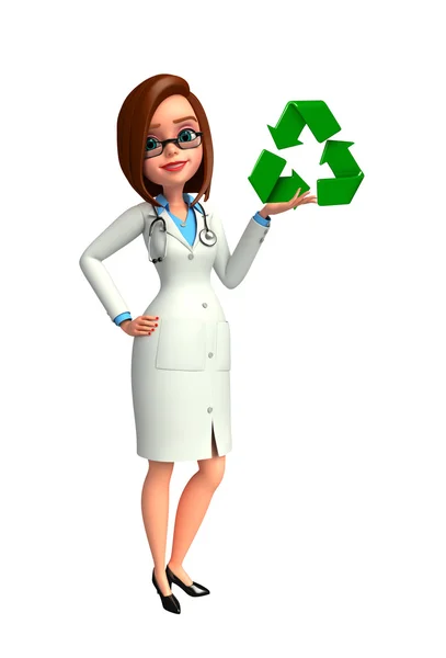 Jonge dokter met recycle pictogram — Stockfoto