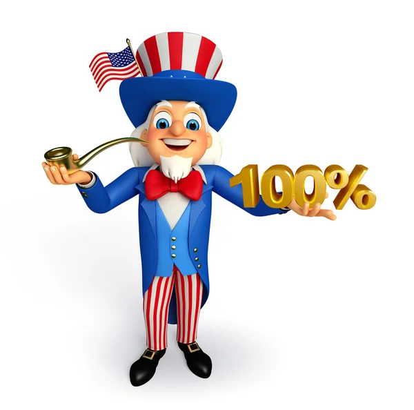 Uncle Sam with with 100 percent — Stock Photo, Image