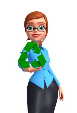 ofis kızı geri dönüşüm simgesini