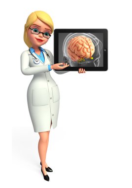 genç bir doktor ile beyin anatomisi 