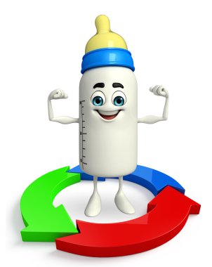 Bebek şişe karakter ok ile