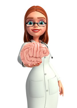 genç bir doktor ile beyin anatomisi