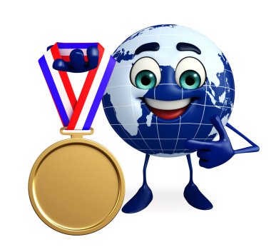 Küre karakteri ile altın madalya