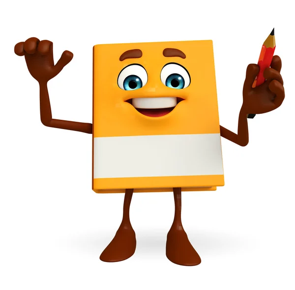 Book Character with pen — Stock Photo, Image